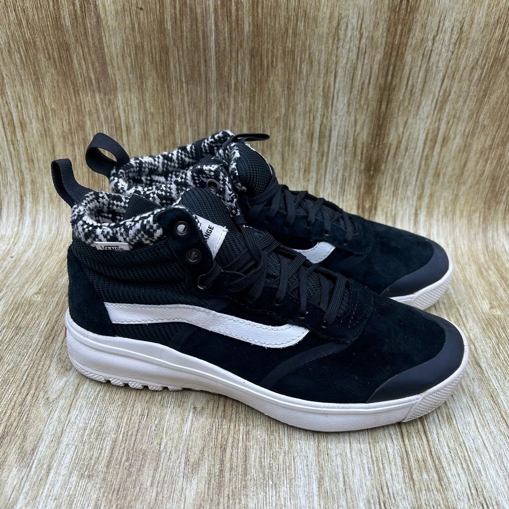 Vans Ultrarange Hi DL MTE Sneakers Women's Size 8 Black White Houndstooth 500664